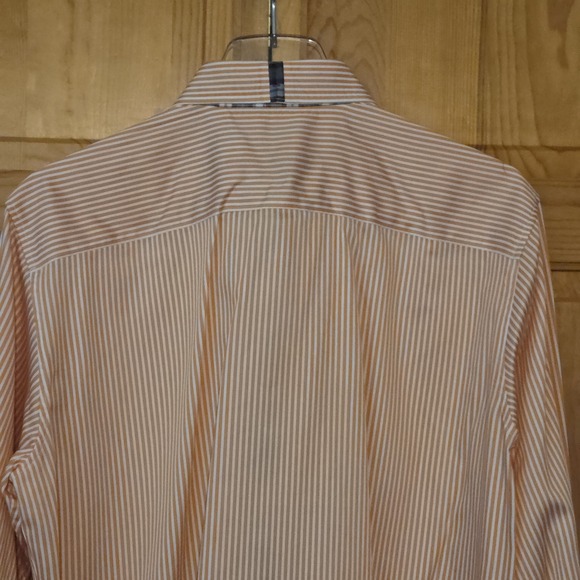 Robert Graham X Mens Orange Stripe Long Sleeve Flip Cuff Dress Shirt - Sz M - Picture 8 of 11
